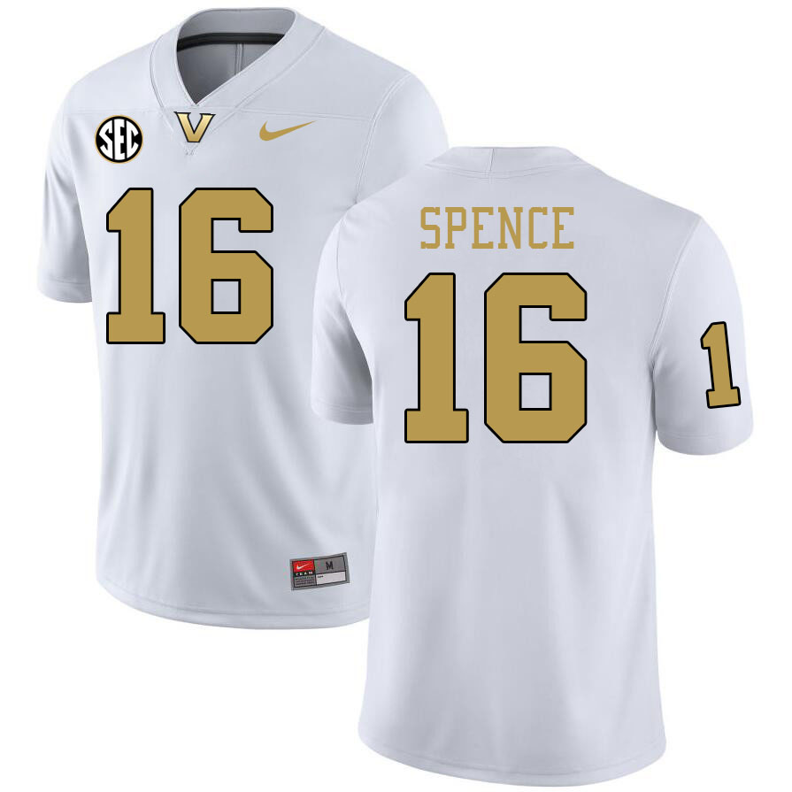 Vanderbilt Commodores #16 Cole Spence College Football Jerseys 2024 Uniforms Stitched-White